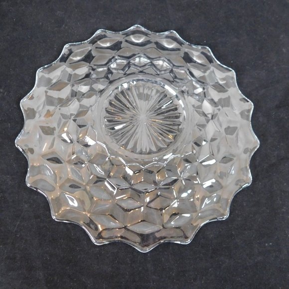 Set of 2 Fostoria American Clear 7 3/4" Glass Salad Plate Cube Diamond Pattern - Picture 7 of 9